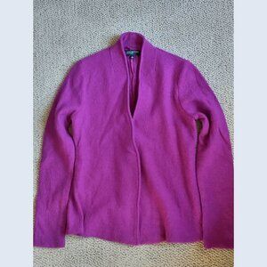 Cardigan: Merino wool, orchid/purple with 1 snap. Size small - by Jones New York